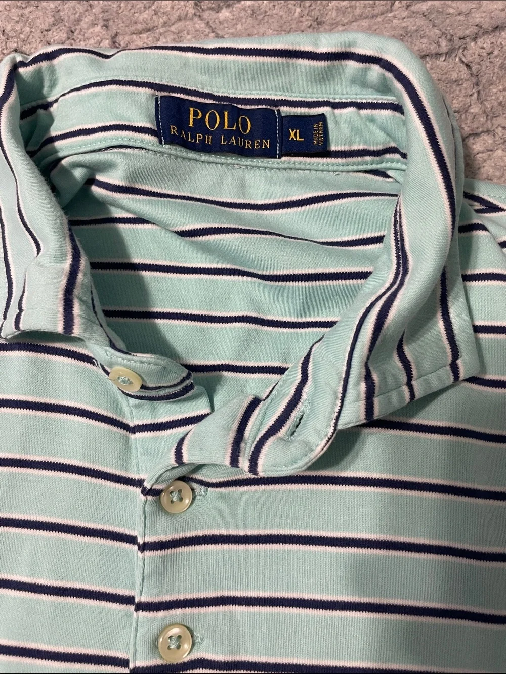 Ralph Lauren Mint Green Polo with Navy Stripes